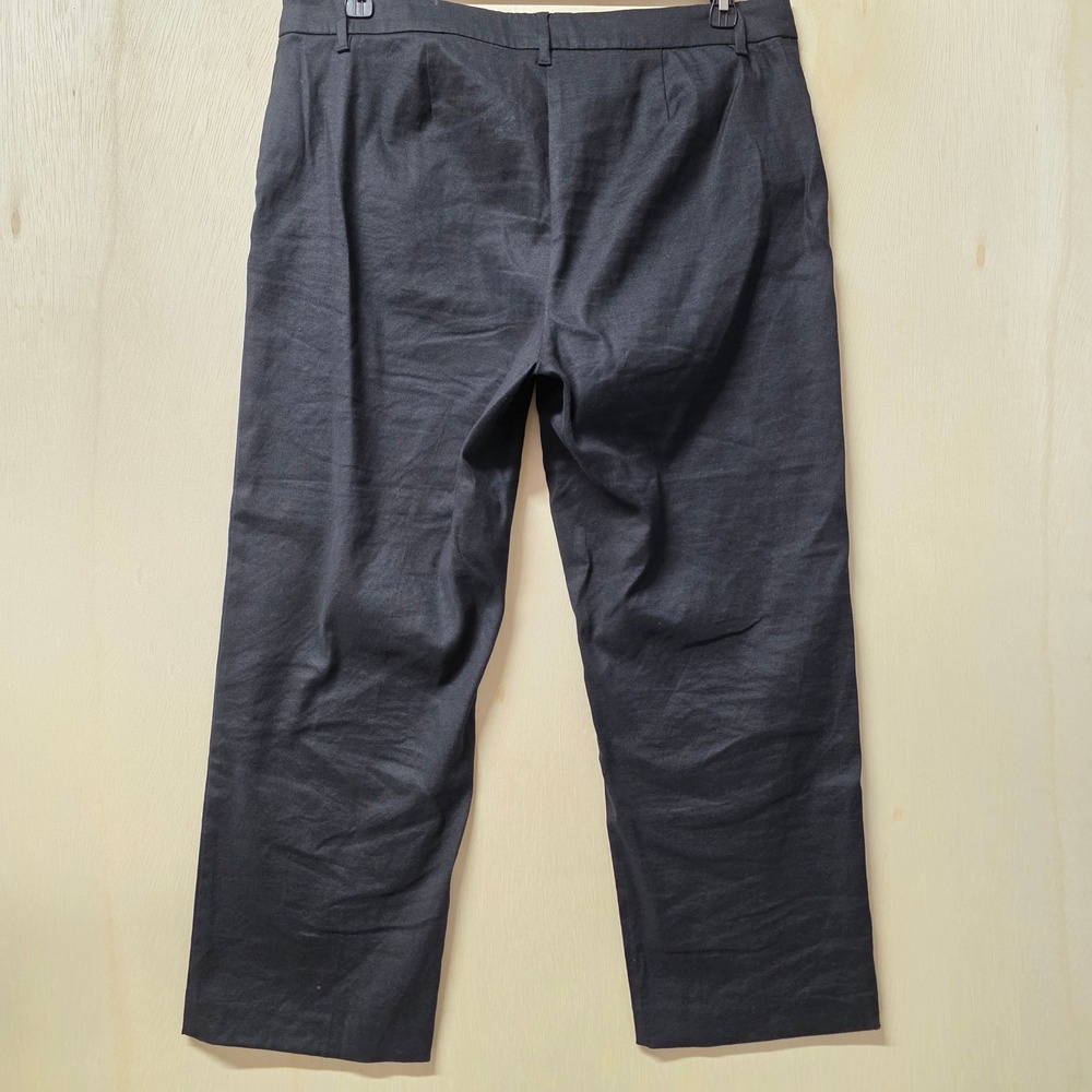 J. Jill Linen Stretch Straight Leg Pants Womens 14 Tall Black Trousers RN 97641 - Picture 12 of 15